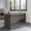 Pemberly Row 60W Bow Front Desk in Charcoal Maple - Engineered Wood