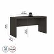 Pemberly Row 60W Bow Front Desk in Charcoal Maple - Engineered Wood