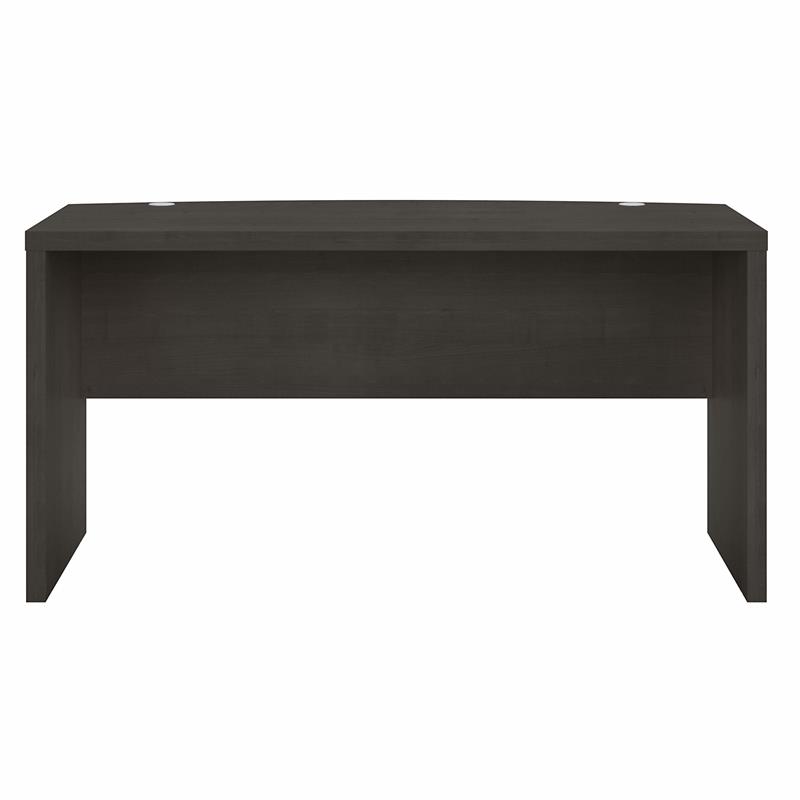 Pemberly Row 60W Bow Front Desk in Charcoal Maple - Engineered Wood