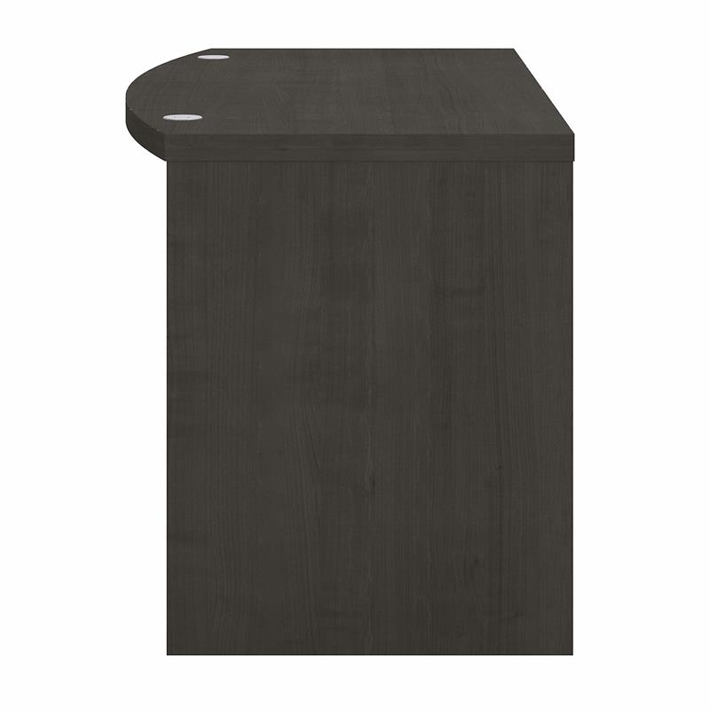 Pemberly Row 60W Bow Front Desk in Charcoal Maple - Engineered Wood