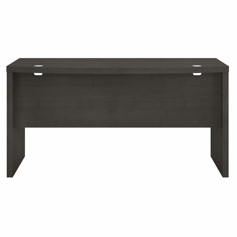 Pemberly Row 60W Bow Front Desk in Charcoal Maple - Engineered Wood
