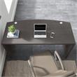 Pemberly Row 60W Bow Front Desk in Charcoal Maple - Engineered Wood
