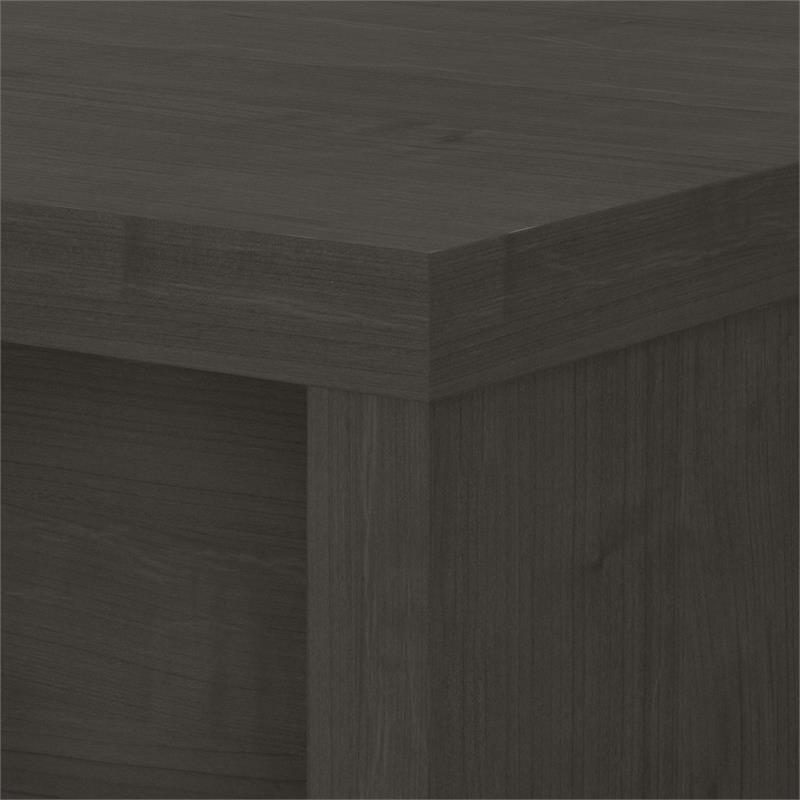 Pemberly Row 60W Bow Front Desk in Charcoal Maple - Engineered Wood