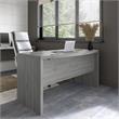 Pemberly Row 60W Bow Front Desk in Modern Gray - Engineered Wood