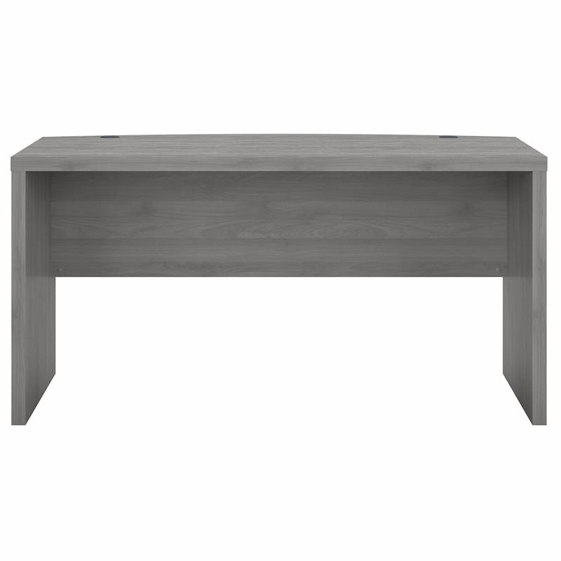 Pemberly Row 60W Bow Front Desk in Modern Gray - Engineered Wood