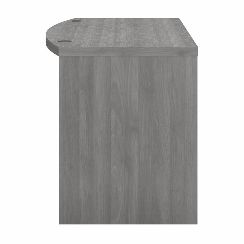 Pemberly Row 60W Bow Front Desk in Modern Gray - Engineered Wood