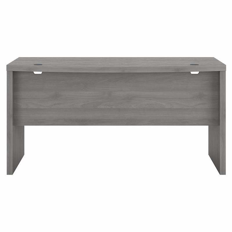 Pemberly Row 60W Bow Front Desk in Modern Gray - Engineered Wood