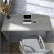 Pemberly Row 60W Bow Front Desk in Modern Gray - Engineered Wood