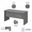 Pemberly Row 60W Bow Front Desk in Modern Gray - Engineered Wood