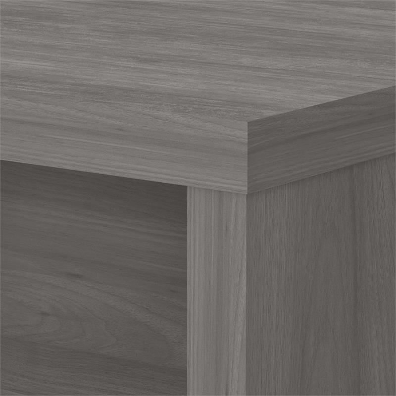 Pemberly Row 60W Bow Front Desk in Modern Gray - Engineered Wood