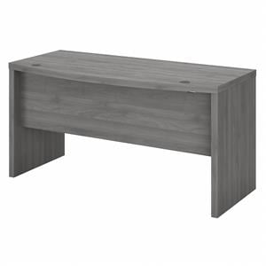 Pemberly Row 60W Bow Front Desk in Modern Gray - Engineered Wood