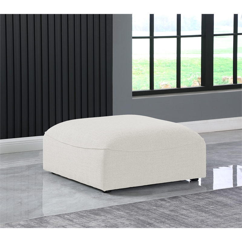 Pemberly Row Contemporary Cream Durable Linen Textured Ottoman