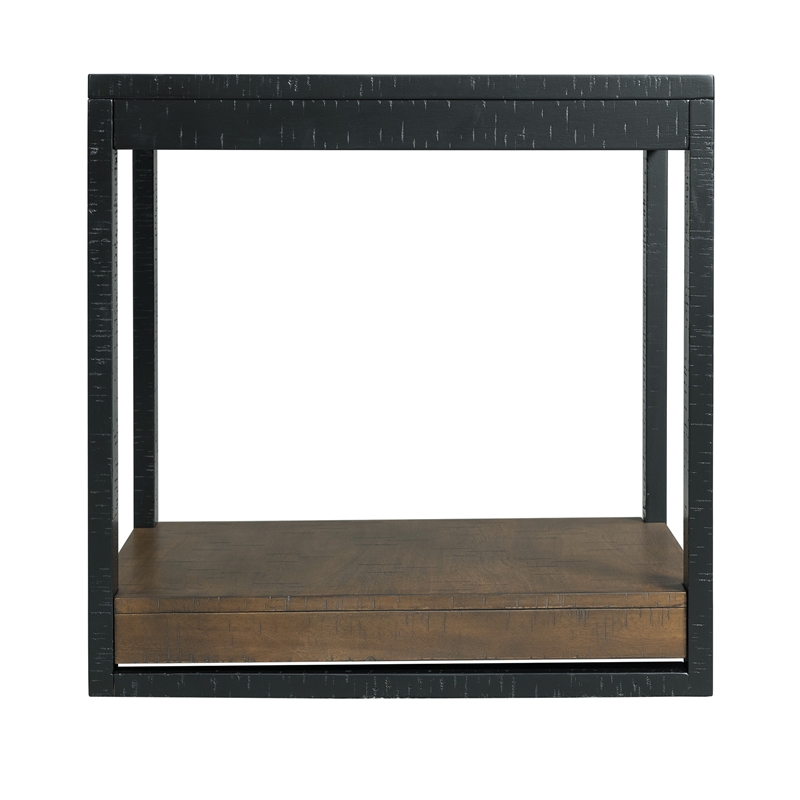 Pemberley Row Wood Walnut End Table Square Distressed Unassembled