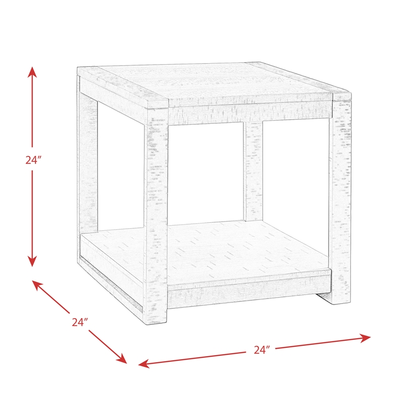 Pemberley Row Wood Walnut End Table Square Distressed Unassembled