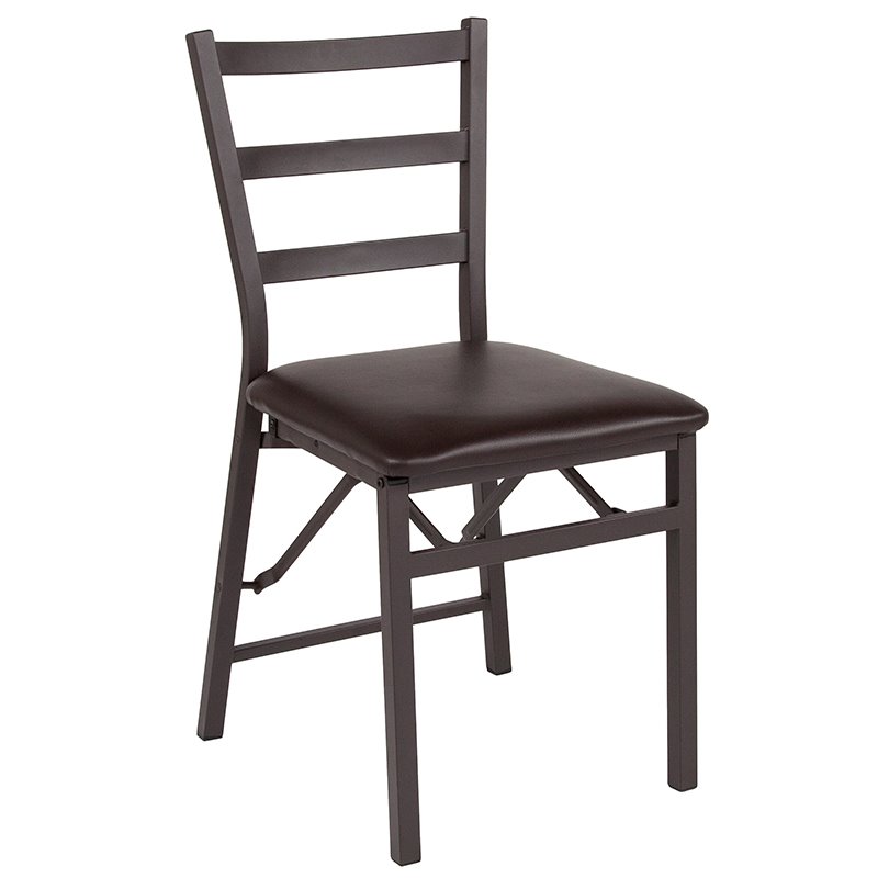 Pemberley Row Metal Brown Dining Chair Ladder Back Foam Padded 33