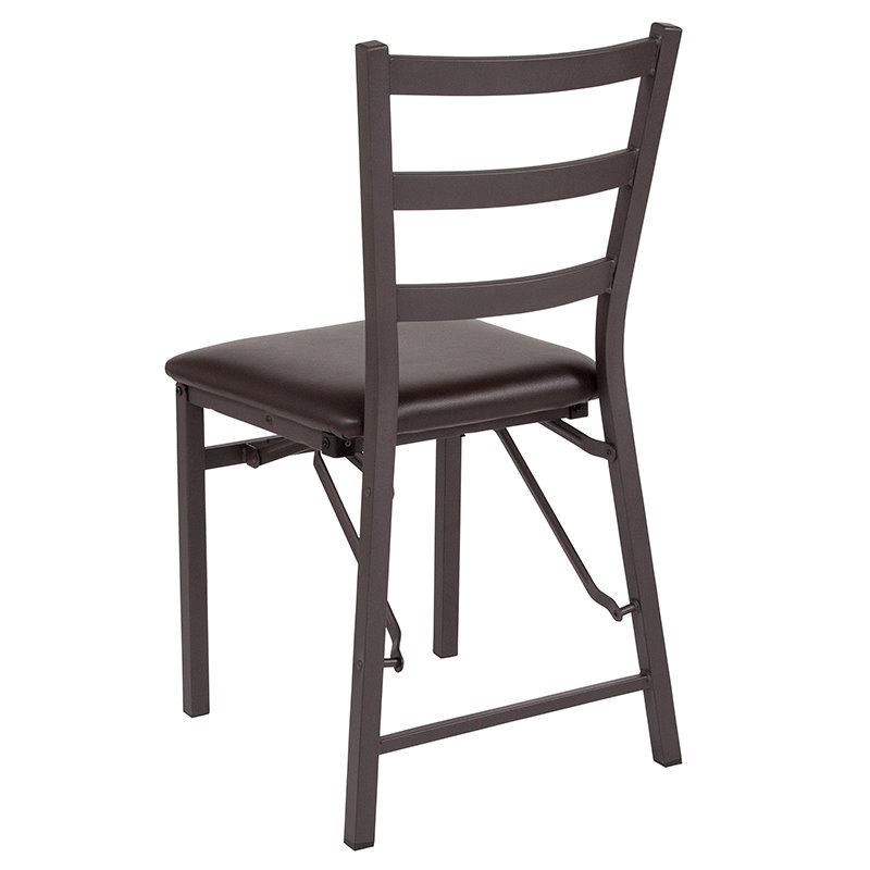 Pemberley Row Metal Brown Dining Chair Ladder Back Foam Padded 33