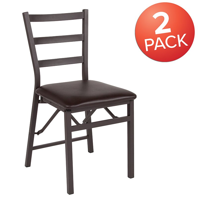 Pemberley Row Metal Brown Dining Chair Ladder Back Foam Padded 33