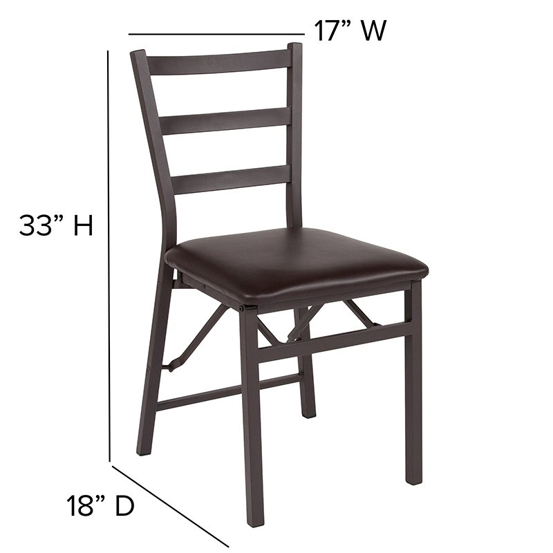 Pemberley Row Metal Brown Dining Chair Ladder Back Foam Padded 33