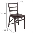 Pemberley Row Metal Brown Dining Chair Ladder Back Foam Padded 33