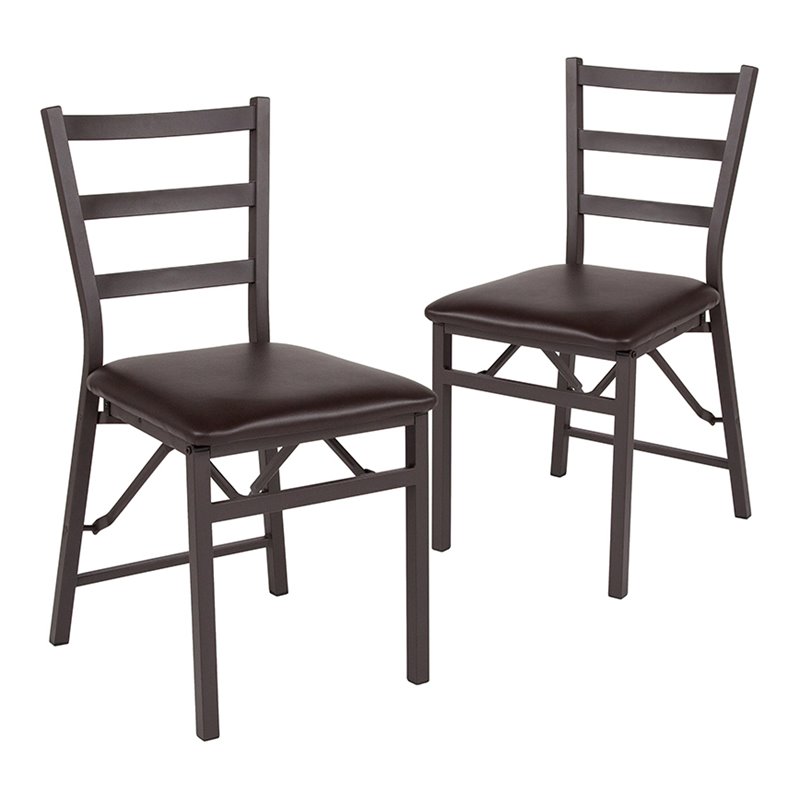 Pemberley Row Metal Brown Dining Chair Ladder Back Foam Padded 33