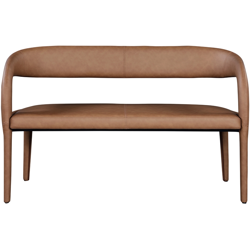 Pemberly Row Modern / Contemporary Brown Vegan Leather Bench