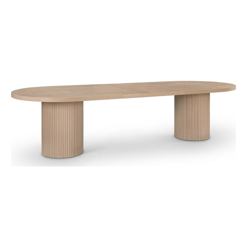 Pemberley Row Oak Veneer Natural Oak Dining Table Oval Fluted Bases 90