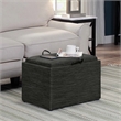 Pemberly Row Accent Storage Ottoman with Reversible Tray in Gray Fabric