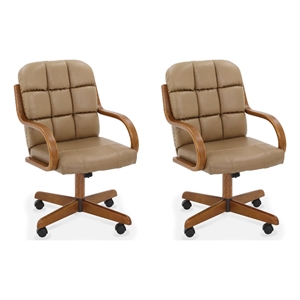 Pemberly Row Swivel Dining Arm Chair in Chestnut Wood Finish (Set of 2)