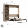 Pemberly Row Full Murphy Bed with Shelving Unit (84W) in Rustic Brown