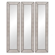 Pemberly Row Contemporary Beaded Wood Floor Mirror in Silver