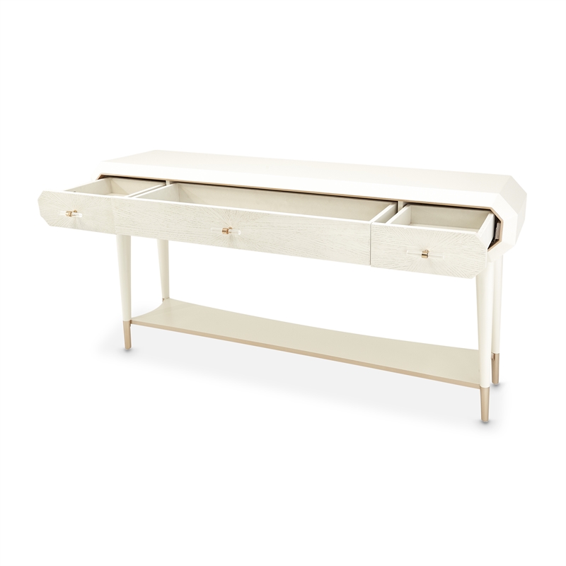 Pemberly Row Modern / Contemporary 3 Drawer Console Table in Ivory