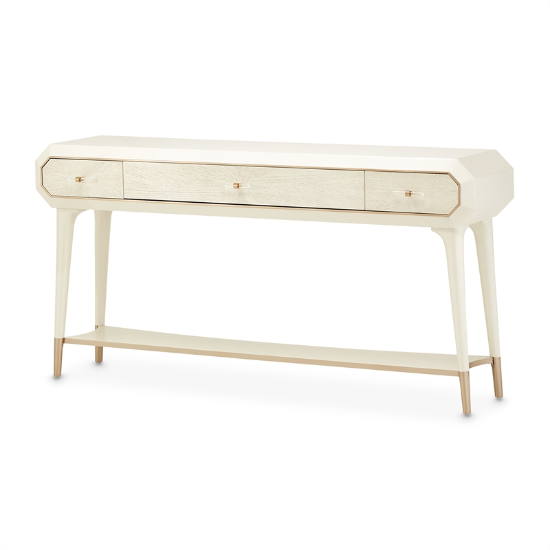 Pemberly Row Modern / Contemporary 3 Drawer Console Table in Ivory