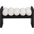 Pemberly Row Solid Wood Rich Black Bench with Luxurious Cream Boucle Fabric