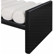 Pemberly Row Solid Wood Rich Black Bench with Luxurious Cream Boucle Fabric