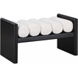 Pemberly Row Solid Wood Rich Black Bench with Luxurious Cream Boucle Fabric