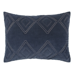 Pemberly Row Modern 20&quot x 36&quot Cotton Velvet King Sham in Indigo