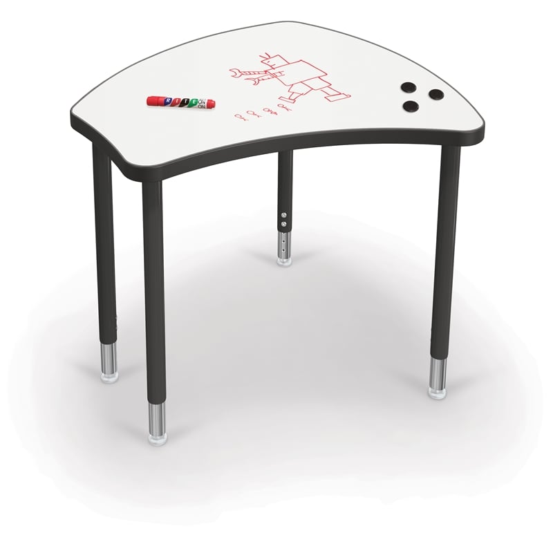 Pemberly Row Hierarchy Shapes Desk with Dry Erase Marker Top and Black Lges