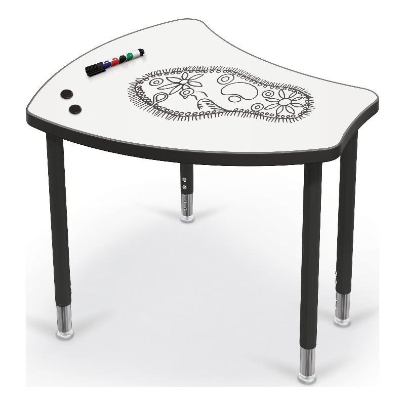 Pemberly Row Hierarchy Shapes Desk with Dry Erase Marker Top and Black Lges