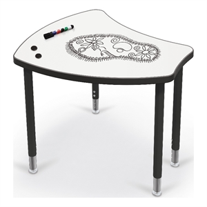 Pemberly Row Hierarchy Shapes Desk with Dry Erase Marker Top and Black Lges