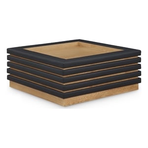 Pemberly Row Modern / Contemporary Black Vegan Leather Coffee Table
