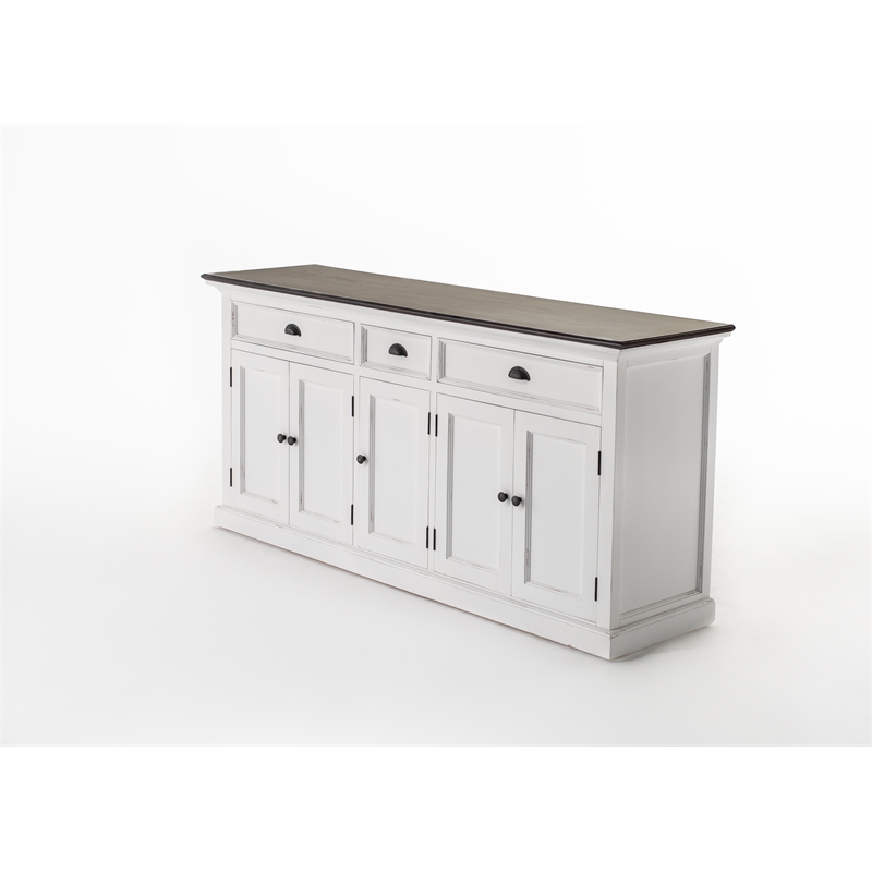 Pemberly Row Contemporary Buffet Solid Wood in White and Brown