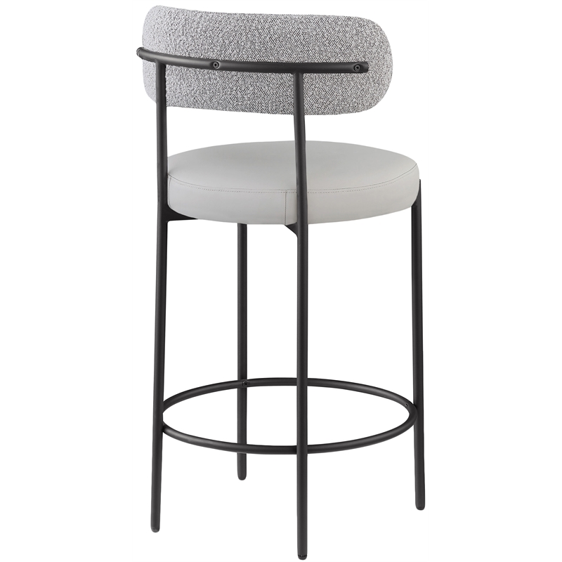 Pemberly Row Modern Taupe Vegan Leather Seat Stool (Set of 2)