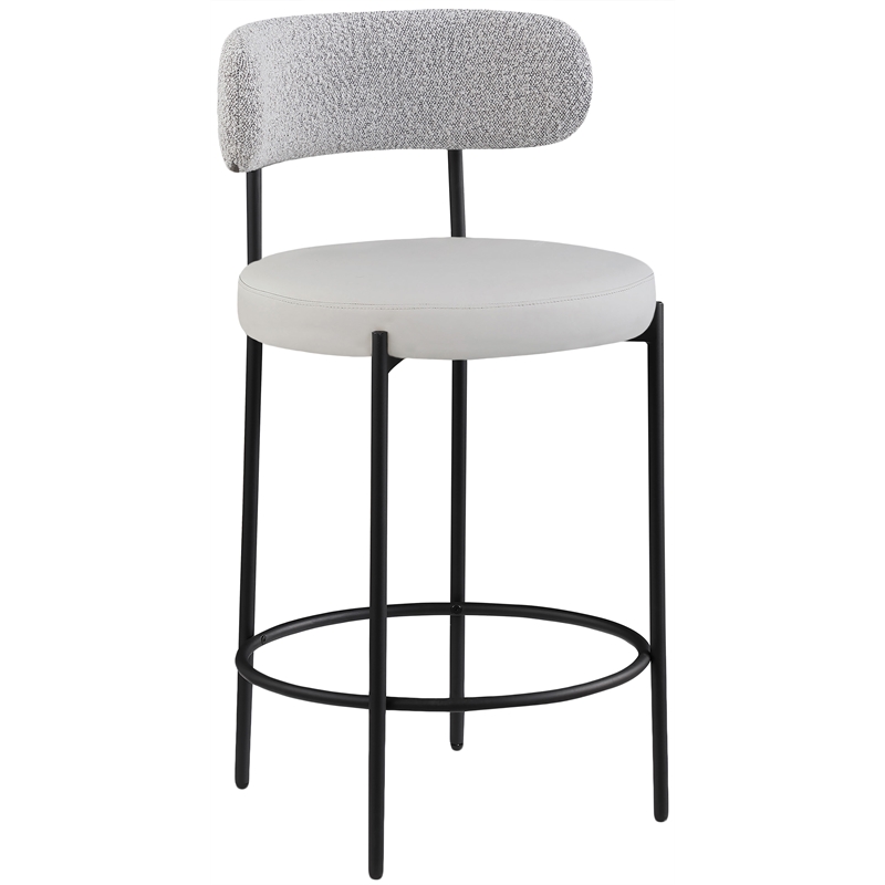 Pemberly Row Modern Taupe Vegan Leather Seat Stool (Set of 2)