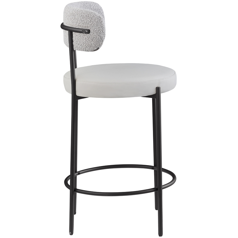 Pemberly Row Modern Taupe Vegan Leather Seat Stool (Set of 2)