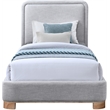 Pemberly Row Contemporary Gray Linen Textured Fabric Twin Bed
