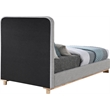 Pemberly Row Contemporary Gray Linen Textured Fabric Twin Bed