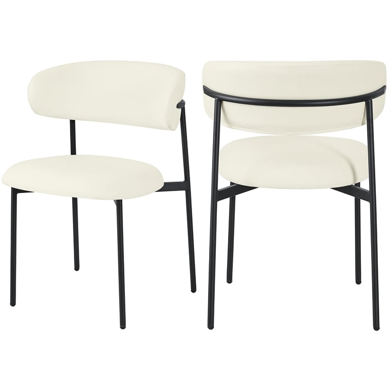 Pemberly Row Modern Cream Vegan Leather Dining Chair (Set of 2)