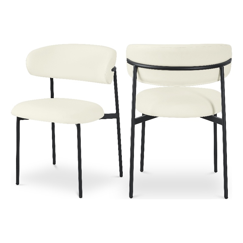 Pemberly Row Modern Cream Vegan Leather Dining Chair (Set of 2)