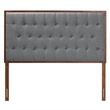 Pemberly Row Gray Fabric and Walnut Brown Wood King size Headboard