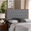 Pemberly Row Gray Fabric and Walnut Brown Wood King size Headboard